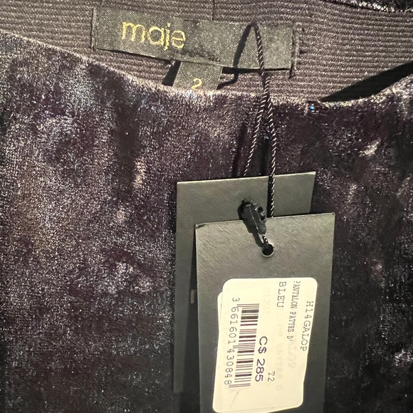 Maje, Galop Bleu Velvet Iridescent Pant Size 2, - Picture 3 of 4